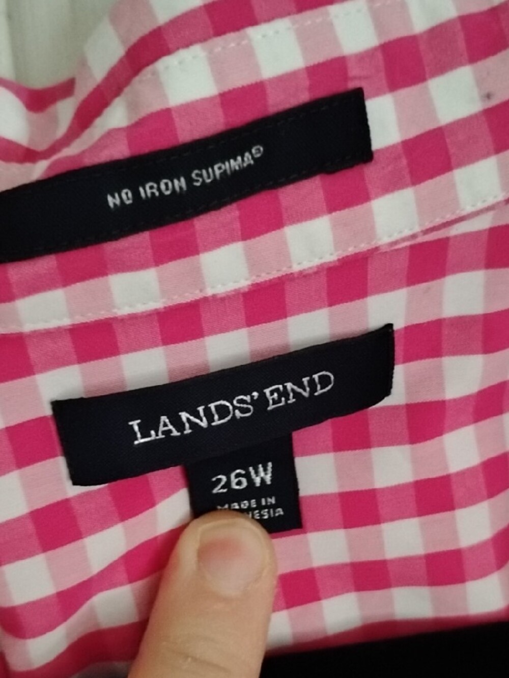 Lands' End Pink and White Gingham Shirt - Picture 2 of 10